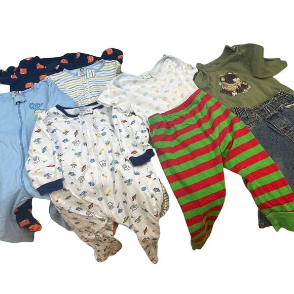 Lot of 10 Boys 9 Months Mos Sleepers One Pieces Pants Jeans Clothing Lot - Picture 1 of 5